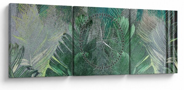 Kép - Beton textúra levelekkel (órával) (90x30 cm)