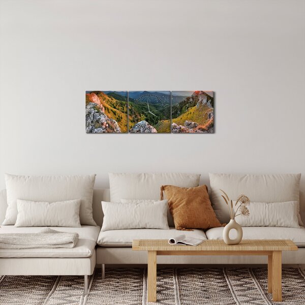 Kép - Hegyi táj (órával) (90x30 cm)