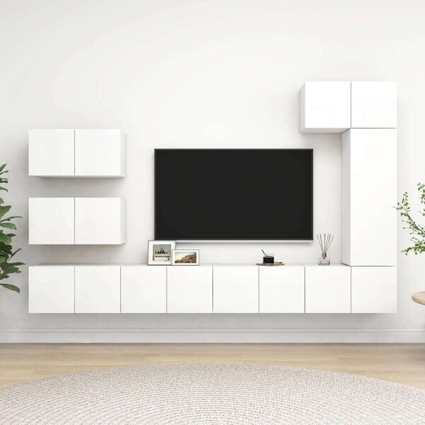 VidaXL 8 részes fehér forgácslap TV-szekrényszett