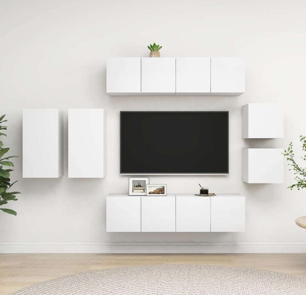 VidaXL Fehér Falra Szerelhető TV Szekrény Szett - 8 Rész