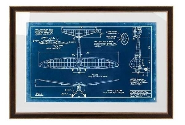 King Home Mechanical Plane Blueprint Repülőgép Műszaki Rajz Kék