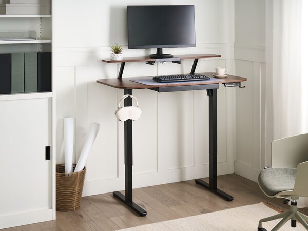 Elektromosan állítható asztal WILBANKS Barna/fekete 120 cm 60 cm USB porttal