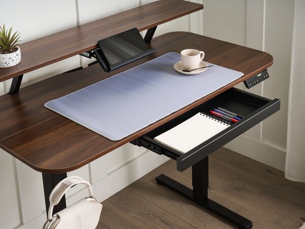 Elektromosan állítható asztal WILBANKS Barna/fekete 120 cm 60 cm USB porttal