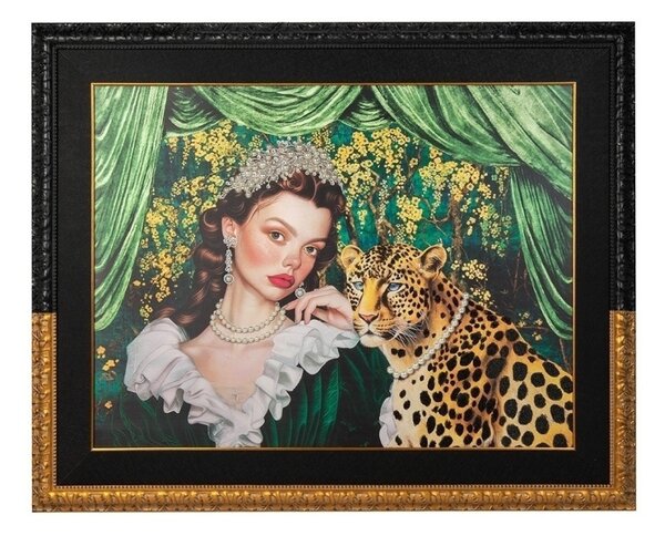 King Home Pearls Leopard Luxus Művészeti Kép Gyöngy Díszítéssel