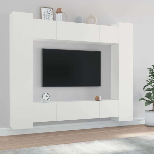VidaXL Falra Szerelhető TV Szekrény Szett - Fehér - 8 részes