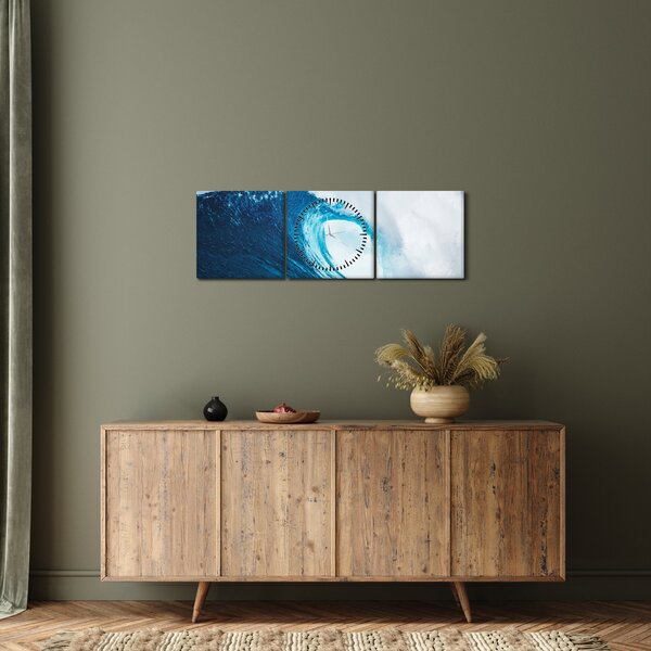 Kép - Óceáni hullám (órával) (90x30 cm)