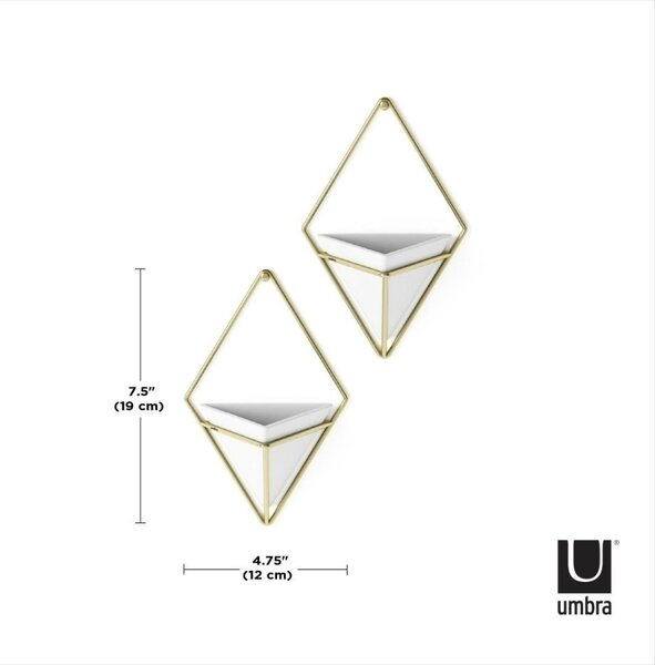 Umbra Trigg Geometrikus Fali Virágtartó Kerámia Fehér-Réz