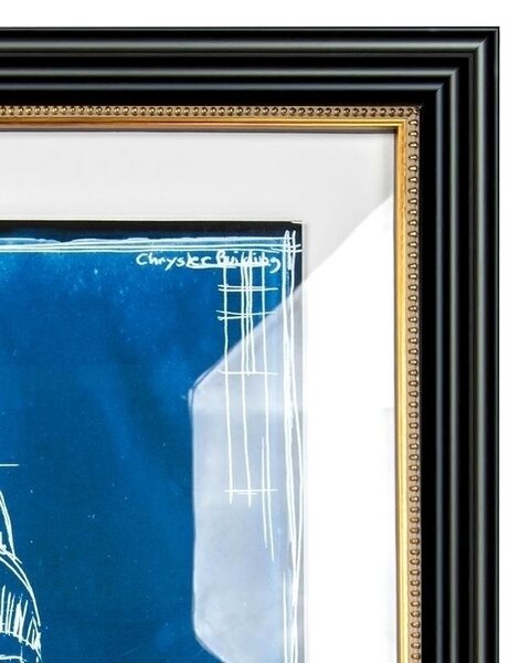 King Home Art Deco Chrysler Épület Kék-Fehér Keretezett Művészeti Nyomat