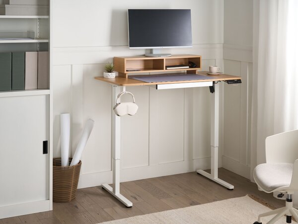 Elektromosan állítható asztal LUCAMA Világosbarna/fehér 120 cm 60 cm USB porttal