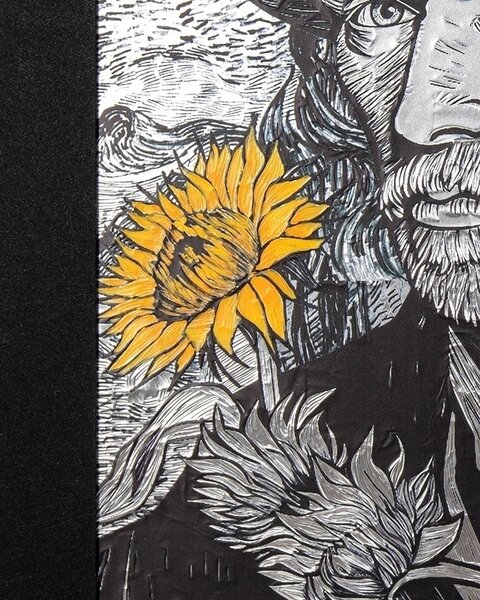 King Home Van Sunflower Művészi Nyomat Fekete Keretben