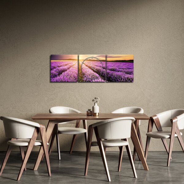 Kép - Napfelkelte levendulamezőn (órával) (90x30 cm)