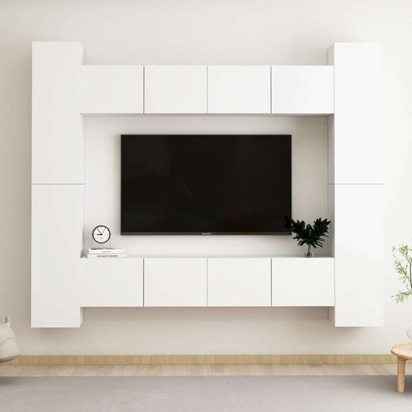 VidaXL Falra Szerelhető TV-Szekrény Szett - 8 Rész - Fehér