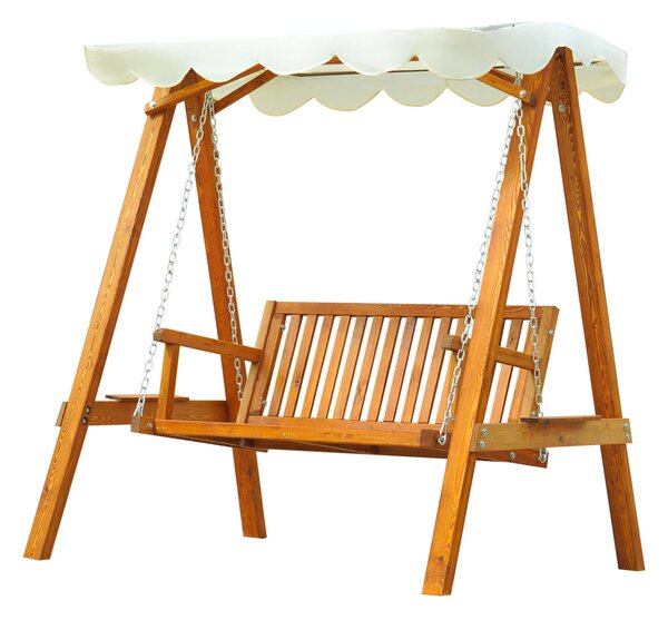 Outsunny Leagan Hintaágy, Fa/Poliészter, 240 kg, 162 x 130 x 185 cm, Barna