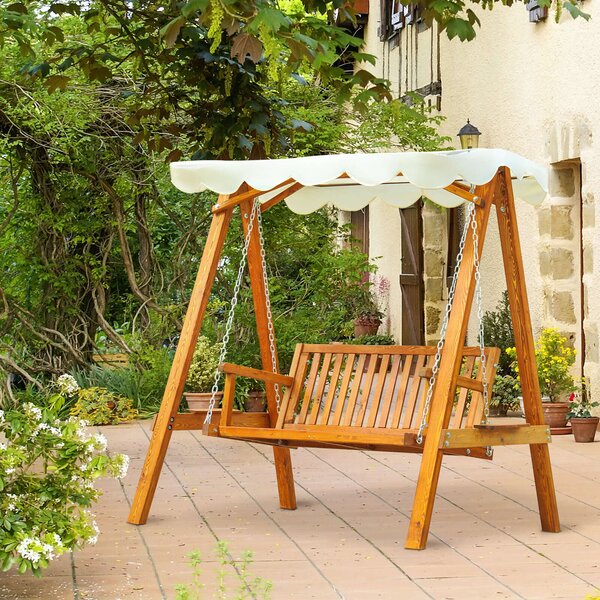 Outsunny Leagan Hintaágy, Fa/Poliészter, 240 kg, 162 x 130 x 185 cm, Barna