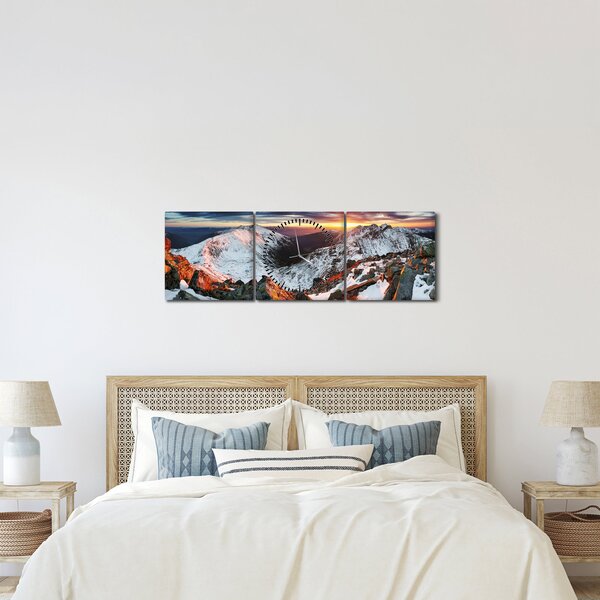Kép - Téli hegyi panoráma (órával) (90x30 cm)