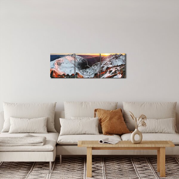 Kép - Téli hegyi panoráma (órával) (90x30 cm)