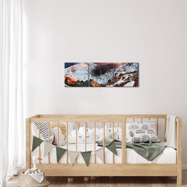 Kép - Téli hegyi panoráma (órával) (90x30 cm)
