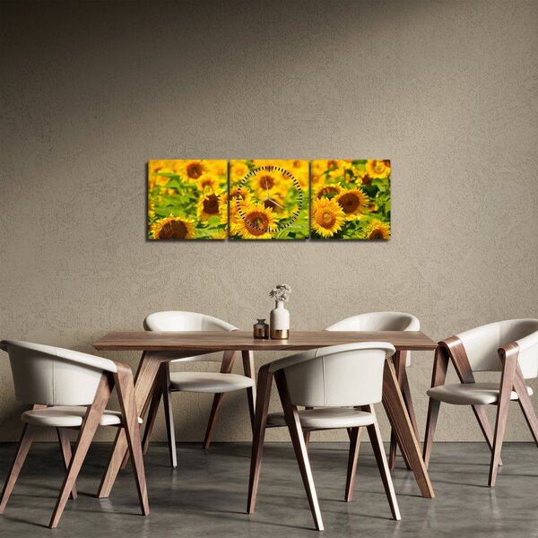 Kép - Napraforgók (órával) (90x30 cm)
