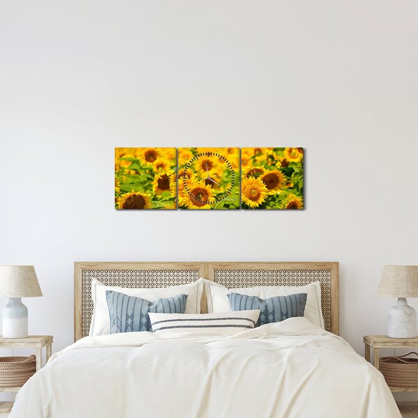 Kép - Napraforgók (órával) (90x30 cm)