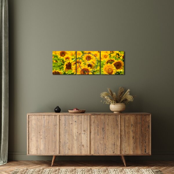 Kép - Napraforgók (órával) (90x30 cm)