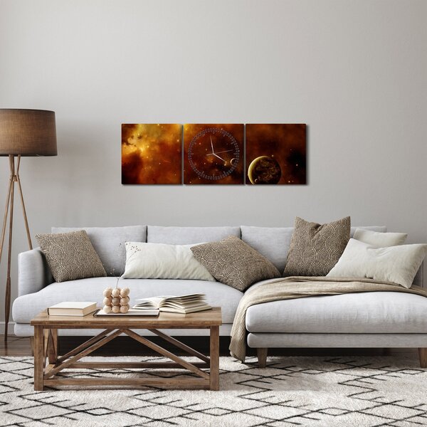 Kép - Bolygók köddel (órával) (90x30 cm)