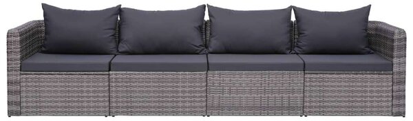 Polyrattan Kerti Ülőgarnitúra - Szürke - 4 részes