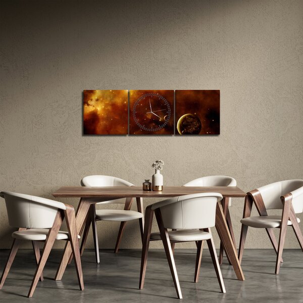 Kép - Bolygók köddel (órával) (90x30 cm)