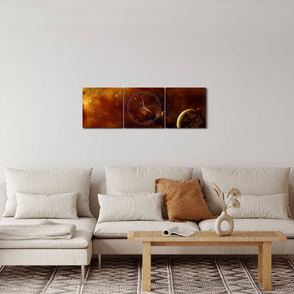 Kép - Bolygók köddel (órával) (90x30 cm)