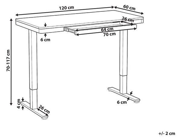 Elektromosan állítható asztal PENLY Fekete/világosbarna 120 cm 60 cm USB porttal