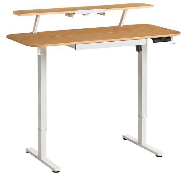 Elektromosan állítható asztal WILBANKS Világosbarna/fehér 120 cm 60 cm USB porttal