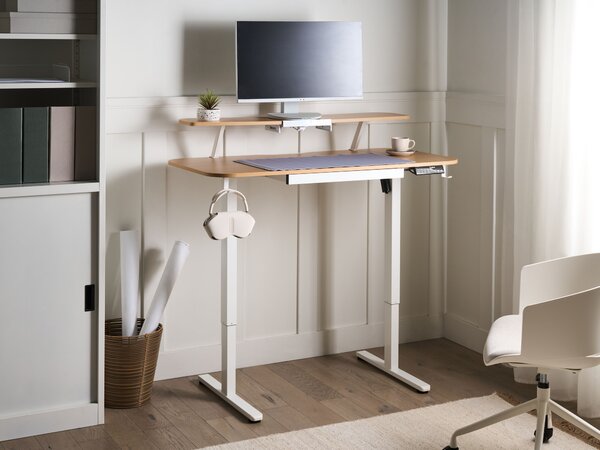 Elektromosan állítható asztal WILBANKS Világosbarna/fehér 120 cm 60 cm USB porttal