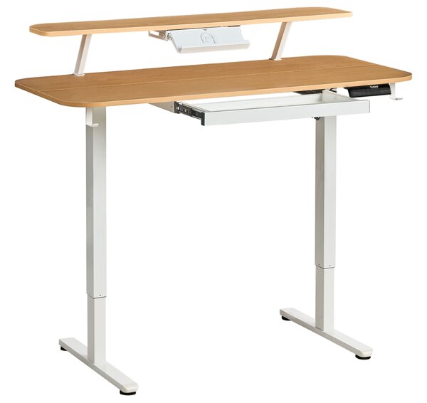 Elektromosan állítható asztal WILBANKS Világosbarna/fehér 120 cm 60 cm USB porttal