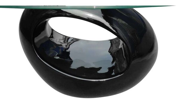 Modern Ovális Dohányzóasztal - Fekete - 115x65 cm