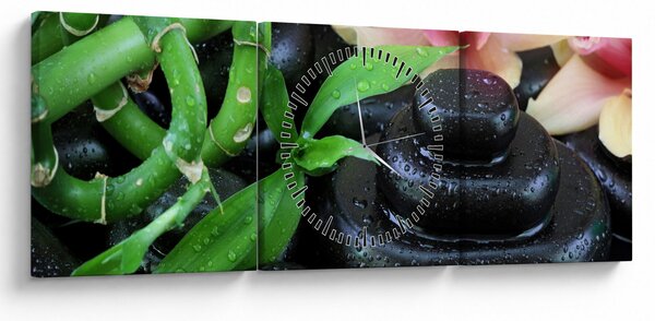 Kép - Kövek és orchideák (órával) (90x30 cm)