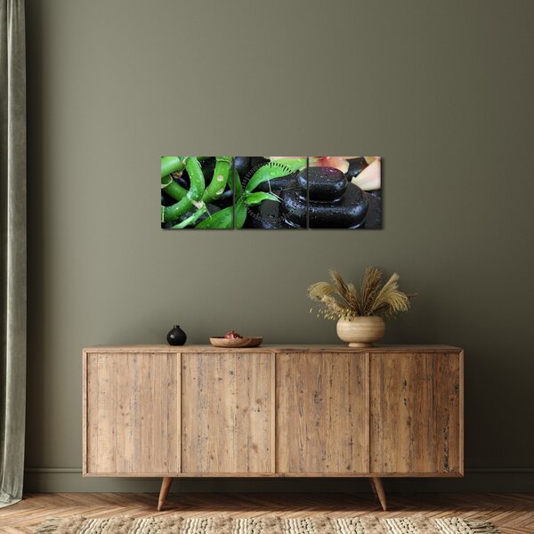 Kép - Kövek és orchideák (órával) (90x30 cm)