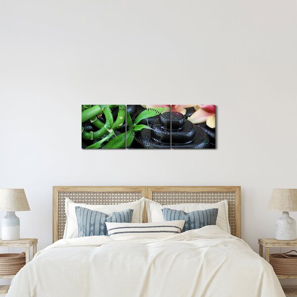 Kép - Kövek és orchideák (órával) (90x30 cm)