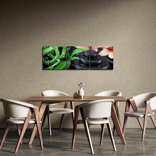 Kép - Kövek és orchideák (órával) (90x30 cm)