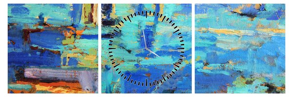 Kép - Absztrakt olajfestmény (órával) (90x30 cm)