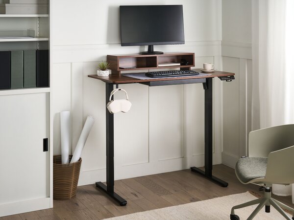Elektromosan állítható asztal LUCAMA Barna/fekete 120 cm 60 cm USB porttal