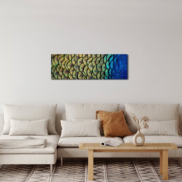 Kép - Pávatollak (órával) (90x30 cm)