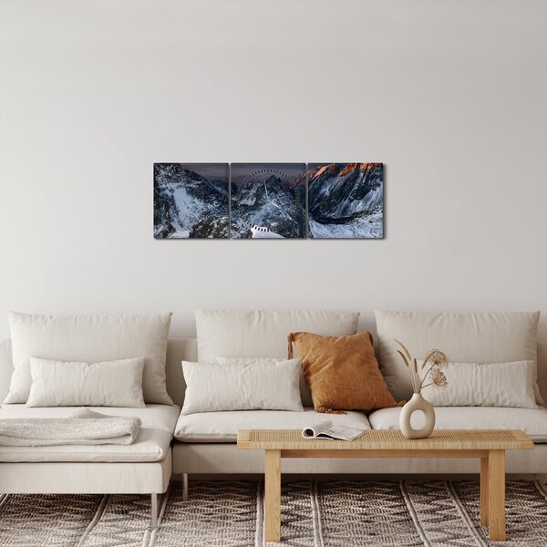 Kép - Napfelkelte a hegyekben (órával) (90x30 cm)