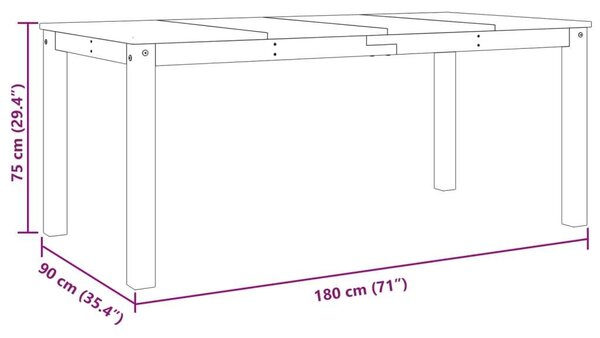 VidaXL Panama Ebédlőasztal - Fehér Fenyő - 180x90 cm