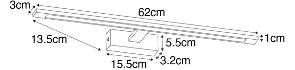 Fali lámpa fehér 62 cm LED-del IP44 - Jerre