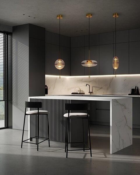 King Home Chaplin 360 LED Függőlámpa Üveg Réz