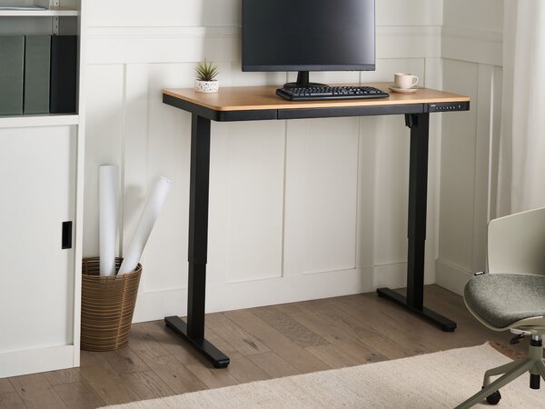 Elektromosan állítható asztal PENLY Fekete/világosbarna 120 cm 60 cm USB porttal