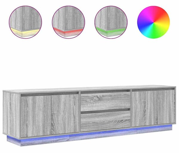 VidaXL szürke sonoma színű TV-szekrény LED-lámpákkal 193,5x41x50 cm