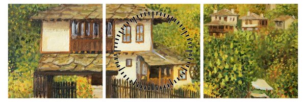 Kép - Házak nyáron (órával) (90x30 cm)