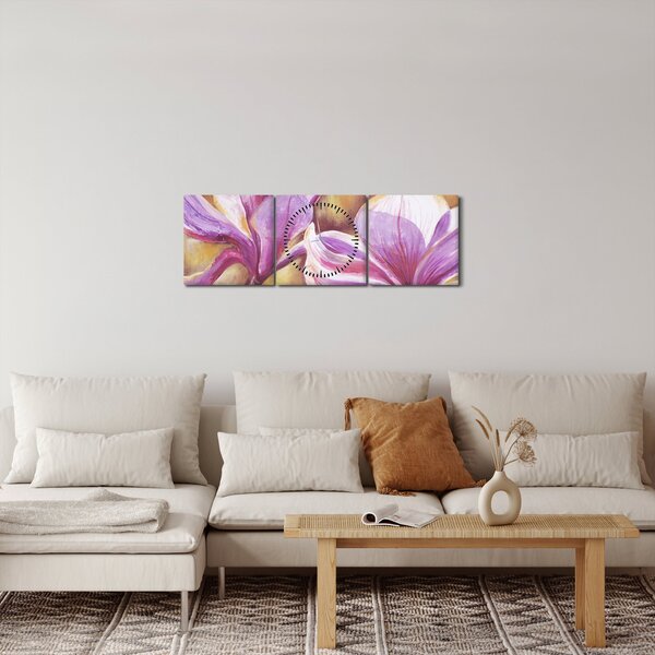 Kép - Magnólia virágok (órával) (90x30 cm)