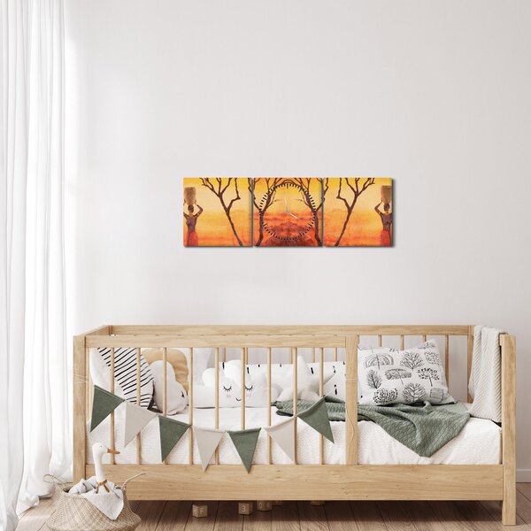 Kép - afrikai szavanna (órával) (90x30 cm)