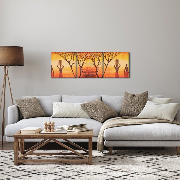 Kép - afrikai szavanna (órával) (90x30 cm)